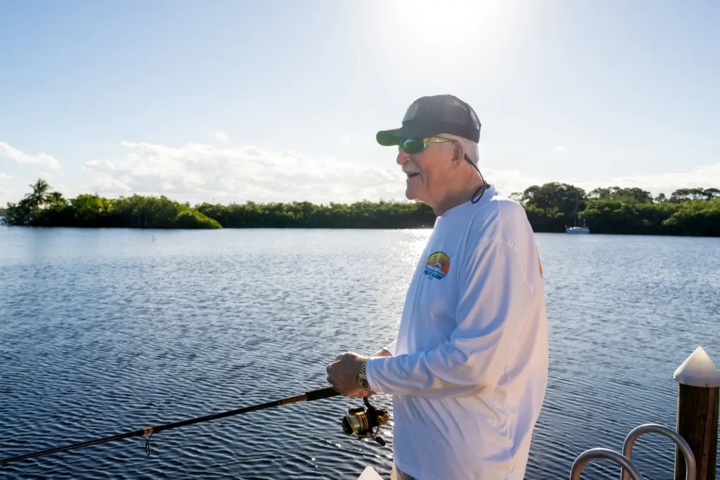 senior man fishing