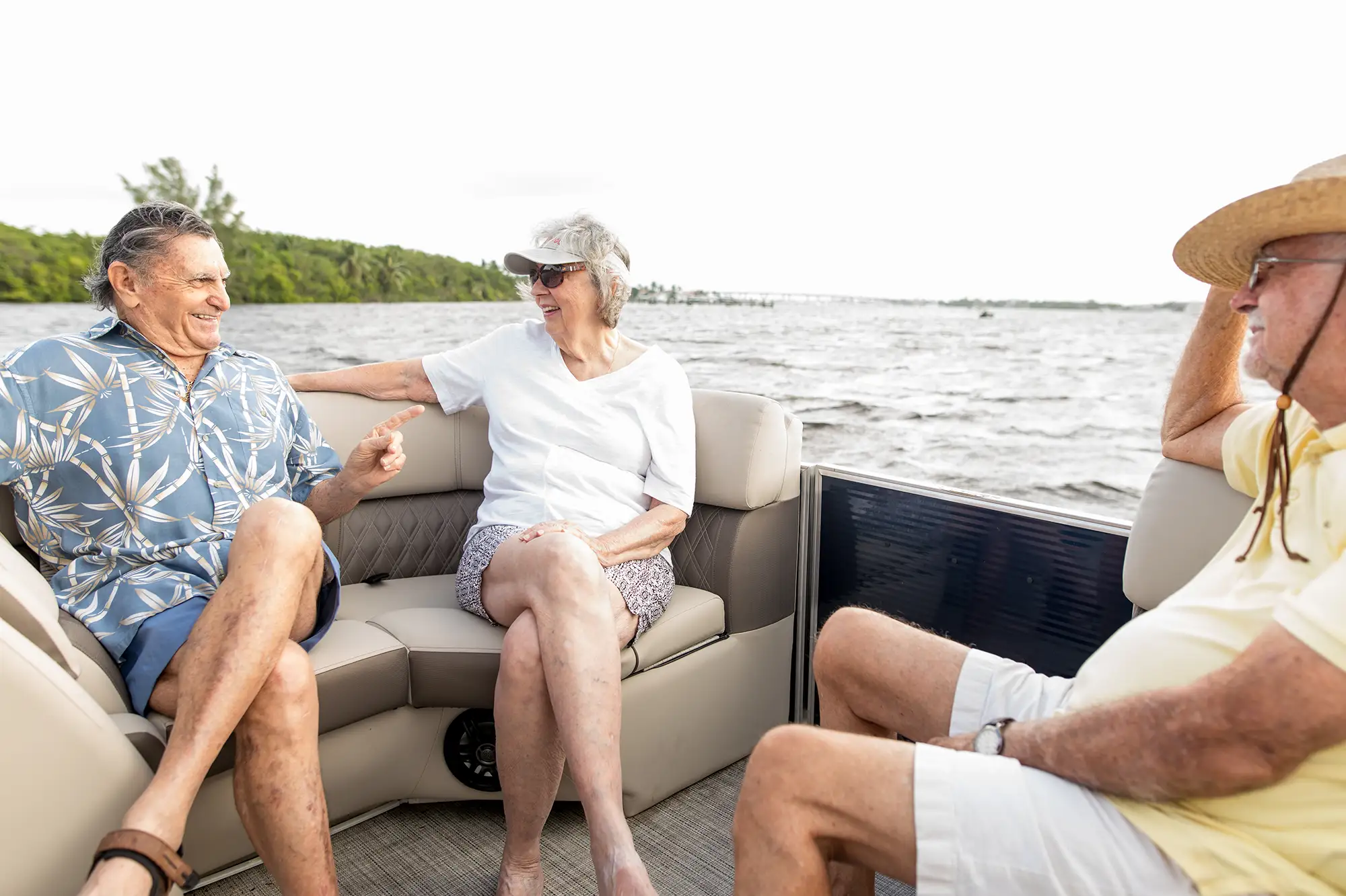 Group of seniors enjoying a boat ride near Sandhill Cove