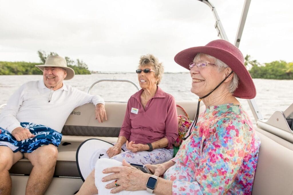 Seniors enjoying a boat ride